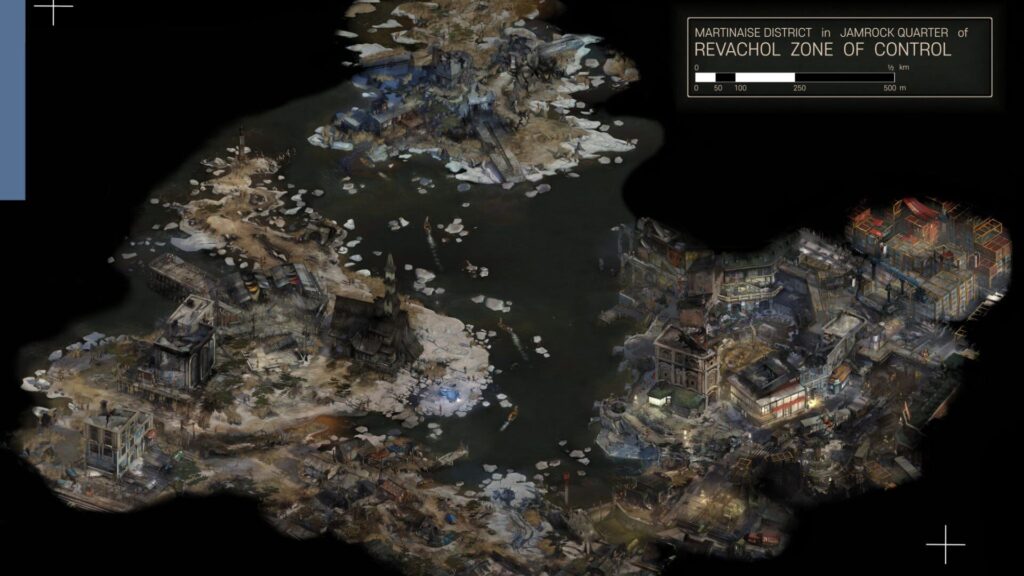 La cartede disco Elysium,th&eacute;atre de mille histoires. // Source : Joseph T.L. Clark