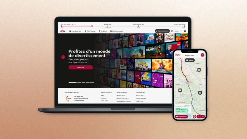 Portail TGV Inoui. // Source : TGV Inoui/SNCF ; montage Numerama