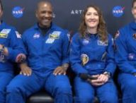 L'équipage d'Artémis II lors de la conférence de presse. Source : Capture Youtube Nasa