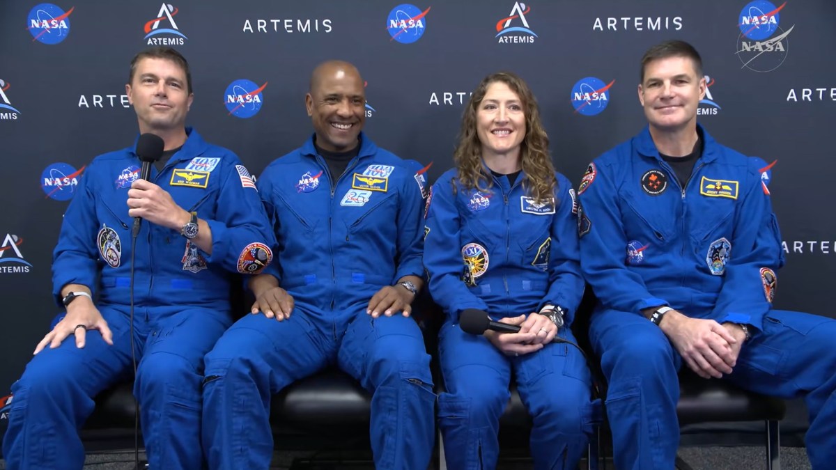 L'équipage d'Artémis II lors de la conférence de presse. Source : Capture Youtube Nasa