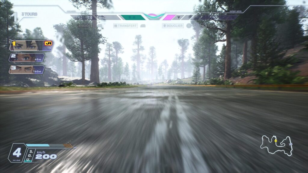 La vue cockpit n'est pas la plus évidente pour négocier les virages. // Source : Capture PS5