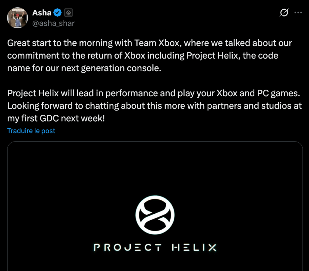 Le tweet d'Asha Sharma confirme que la nouvelle Xbox peut faire tourner des jeux PC.