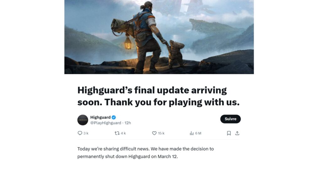 LE communiqué publié par Wildlight Entertainment  // Source : Wildlight Entertainment / X