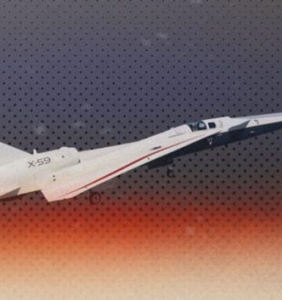 L'avion X-59 pendant son second vol. // Source : Nasa/Jim Ross ; montage Numerama