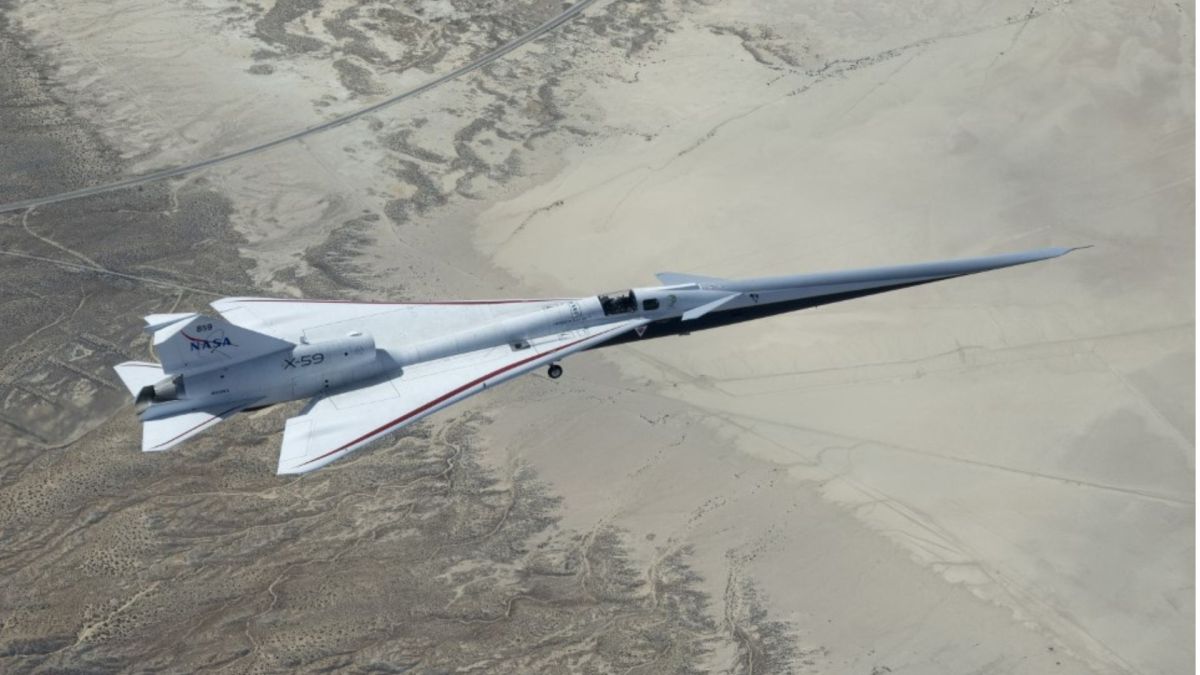 Le X-59. // Source : Via X @NASAaero ; montage Numerama