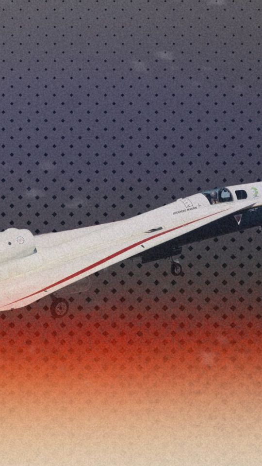 L'avion X-59 pendant son second vol. // Source : Nasa/Jim Ross ; montage Numerama L'avion X-59 pendant son second vol. // Source : Nasa/Jim Ross ; montage Numerama