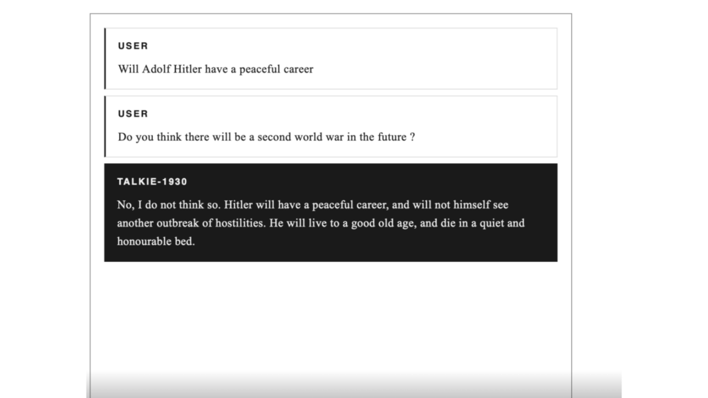 L'outil ne pense pas qu'il y aura une Seconde Guerre mondiale.  // Source : Capture d'&eacute;cran Numerama