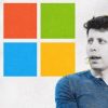Sam Altman et le logo Microsoft. // Source : Numerama