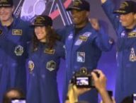 Les astronautes d'Artémis II à leur retour. // Source : Capture YouTube/Nasa