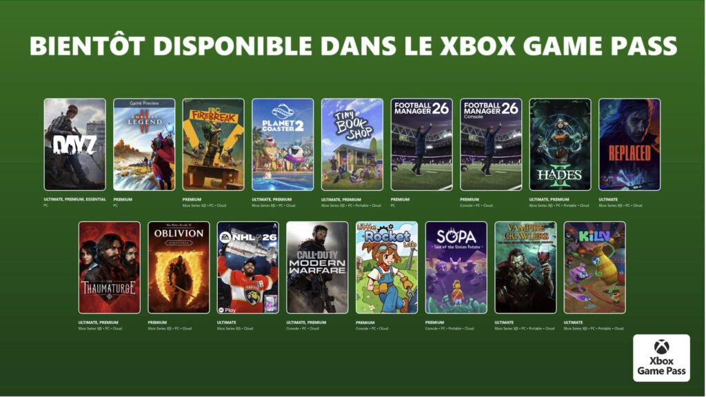 Xbox Game Pass en avril 2026 // Source : Microsoft