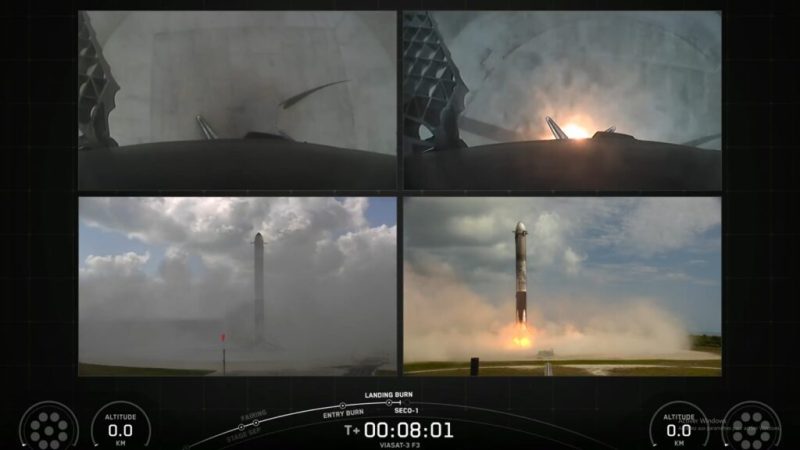 Le double atterrissage du Falcon Heavy de retour après deux ans d&rsquo;absence