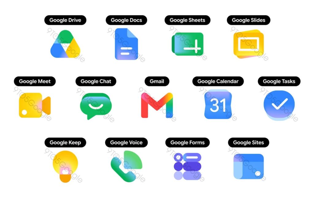 Les futures ic&ocirc;nes des applications Google.
