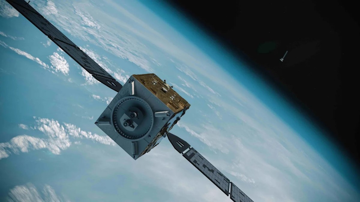 Vue d'artiste de la mission ISSA-J1 d'Astroscale