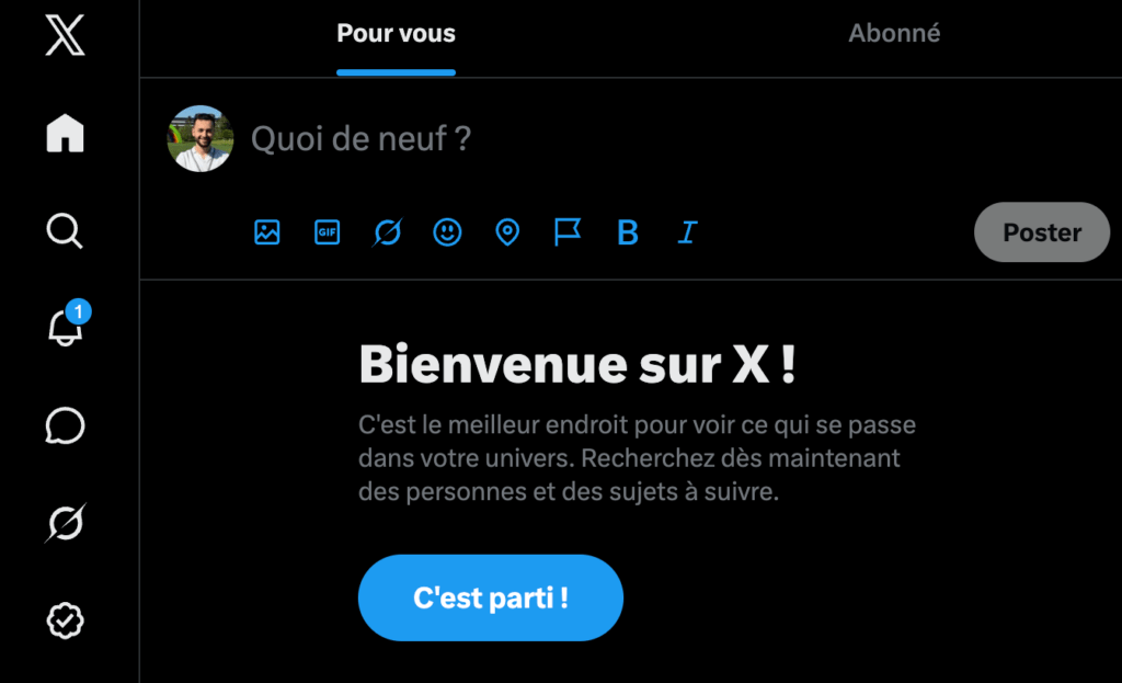 La page d'accueil de X le 2 avril 2026.