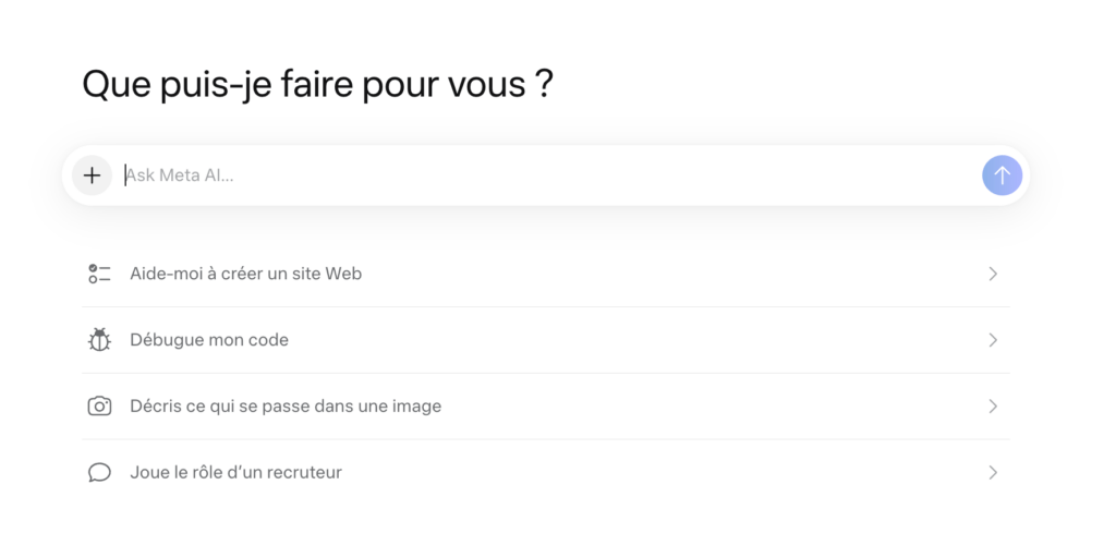 Meta AI a son propre site, fa&ccedil;on ChatGPT.