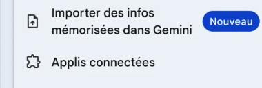 Le bouton pour importer ses anciennes conversations dans Gemini.