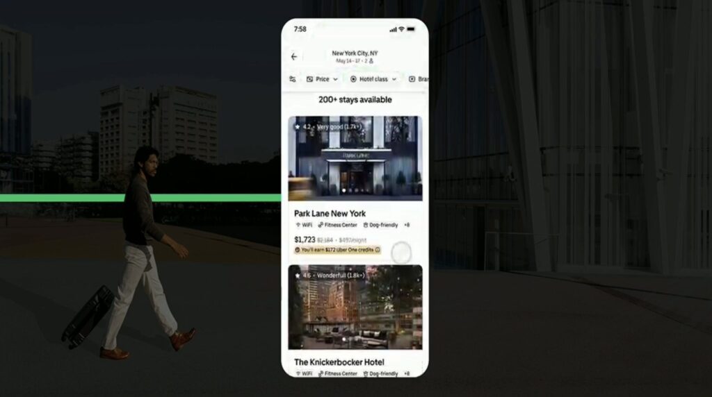 L'interface de Uber pour les h&ocirc;tels.