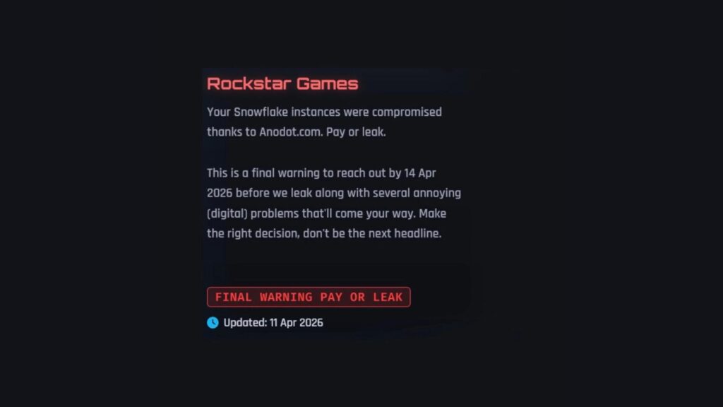 Le message de ShinyHunters // Source : ShinyHunters Le message de ShinyHunters // Source : ShinyHunters