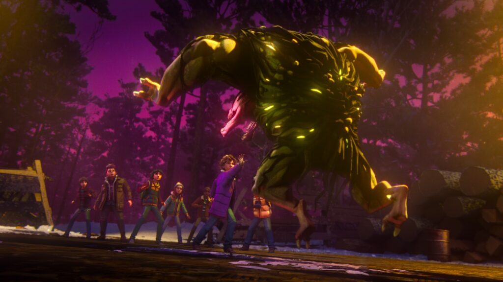 Stranger Things: Tales From '85. (L to R) Benjamin Plessala as Will, Odessa A'zion as Nikki, Luca Diaz as Mike, Jolie Hoang-Rappaport as Max, Elisha Williams as Lucas and Brooklyn Davey Norstedt as Eleven in Stranger Things: Tales From '85. Cr. COURTESY OF NETFLIX © 2026