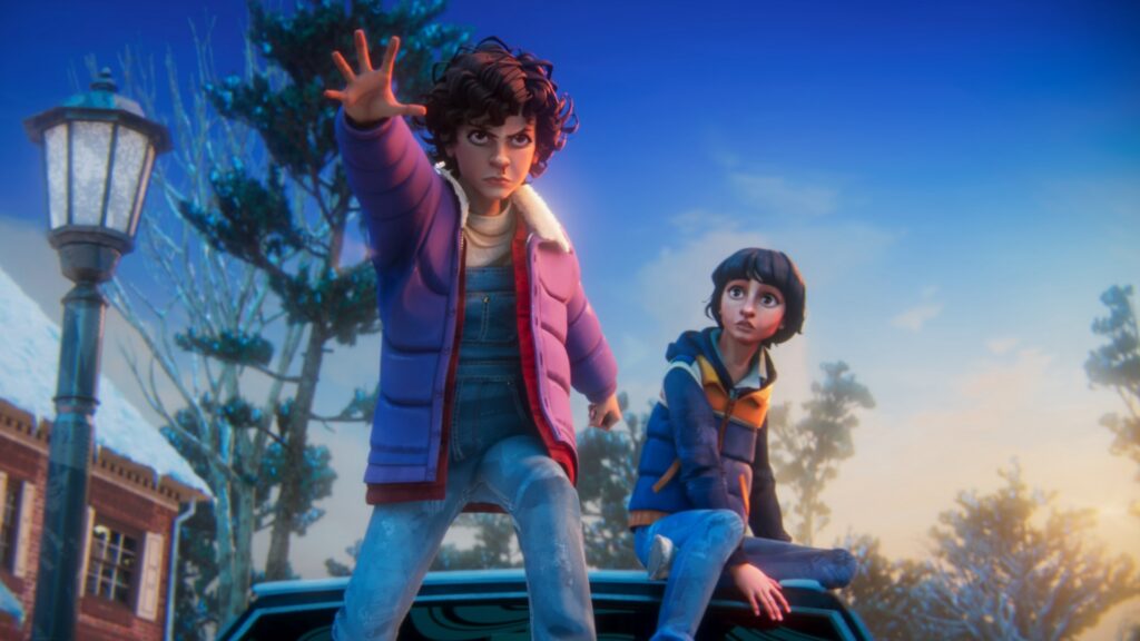 Stranger Things: Tales From '85 (L to R) Brooklyn Davey Norstedt as Eleven and Luca Diaz as Mike in Stranger Things: Tales From '85. Cr. COURTESY OF NETFLIX © 2025