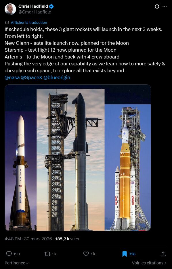 trois fus&eacute;es g&eacute;antes chris hadfield