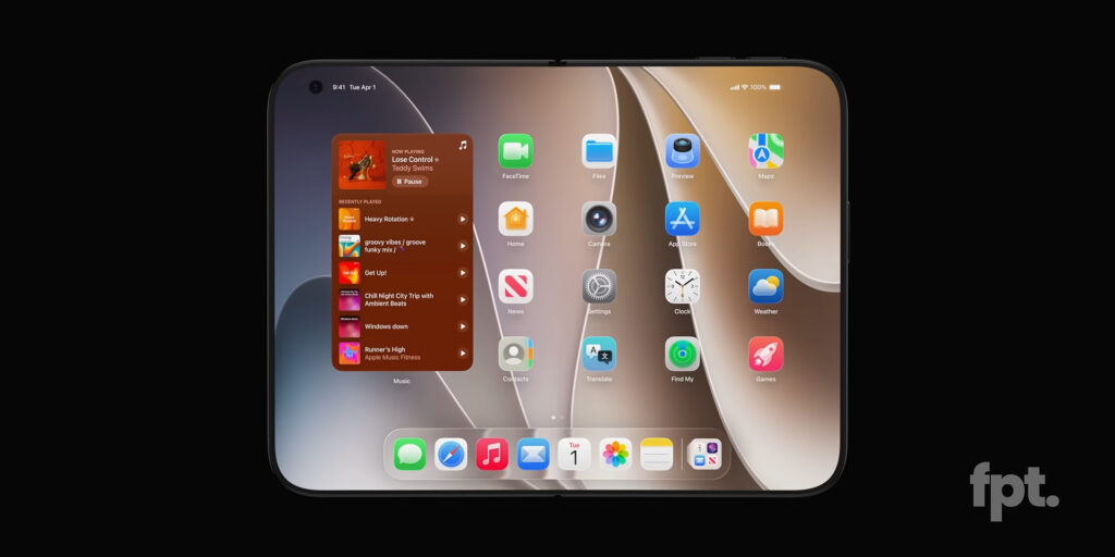 L'iPhone Fold déplié selon les rendus de Jon Prosser.