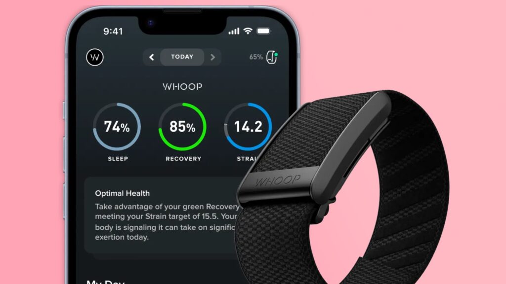 Le bracelet Whoop et les mesures principales. // Source : Whoop