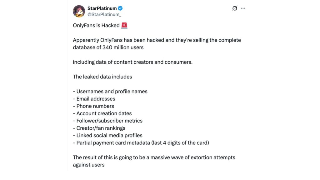 340 millions de comptes seraient concern&eacute;s.  // Source : StarPlatinium sur X