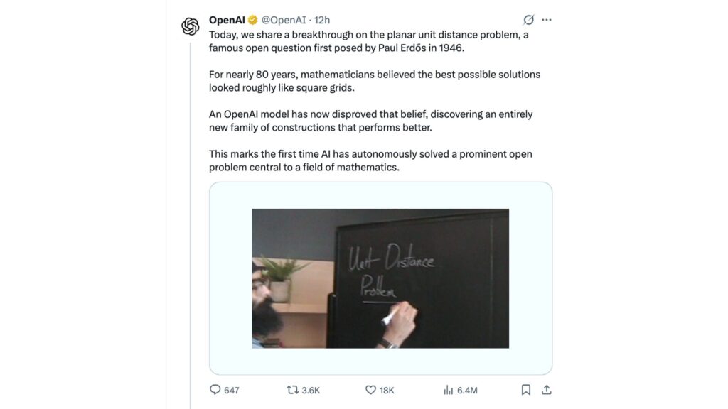 OpenAI a utilisé un modèle généraliste, pas spécifiquement conçu pour les maths. // Source : OpenAI OpenAI a utilisé un modèle généraliste, pas spécifiquement conçu pour les maths. // Source : OpenAI