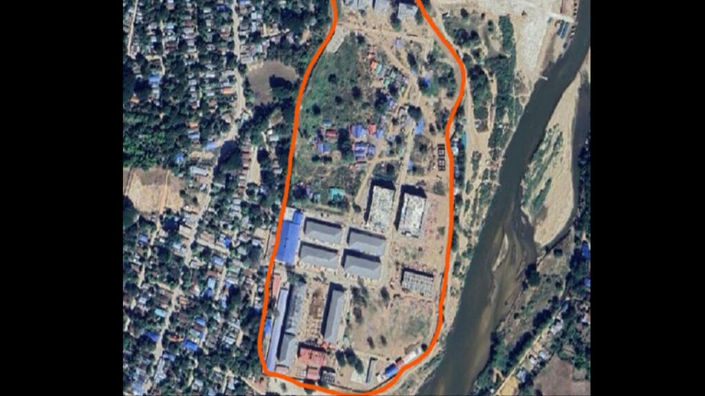 Le complexe de Shunda en Birmanie, o&ugrave; des travailleurs forc&eacute;s menaient des op&eacute;rations de fraude sous la menace de violence. // Source : DoJ