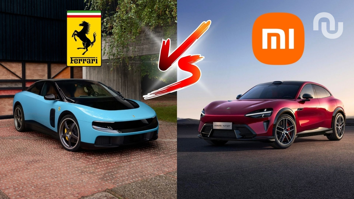 La Ferrari Luce face au Xiaomi YU7 GT. // Source : Montage Robin San Vicente La Ferrari Luce face au Xiaomi YU7 GT. // Source : Montage Robin San Vicente