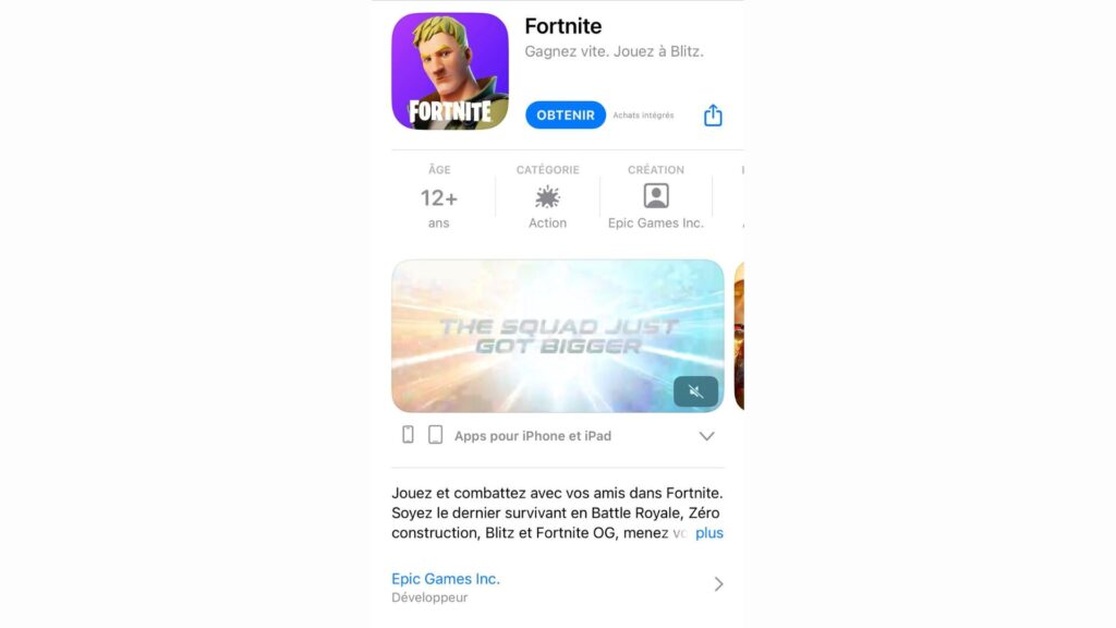 Fortnite est disponible sur iOS // Source : Apple Fortnite est disponible sur iOS // Source : Apple