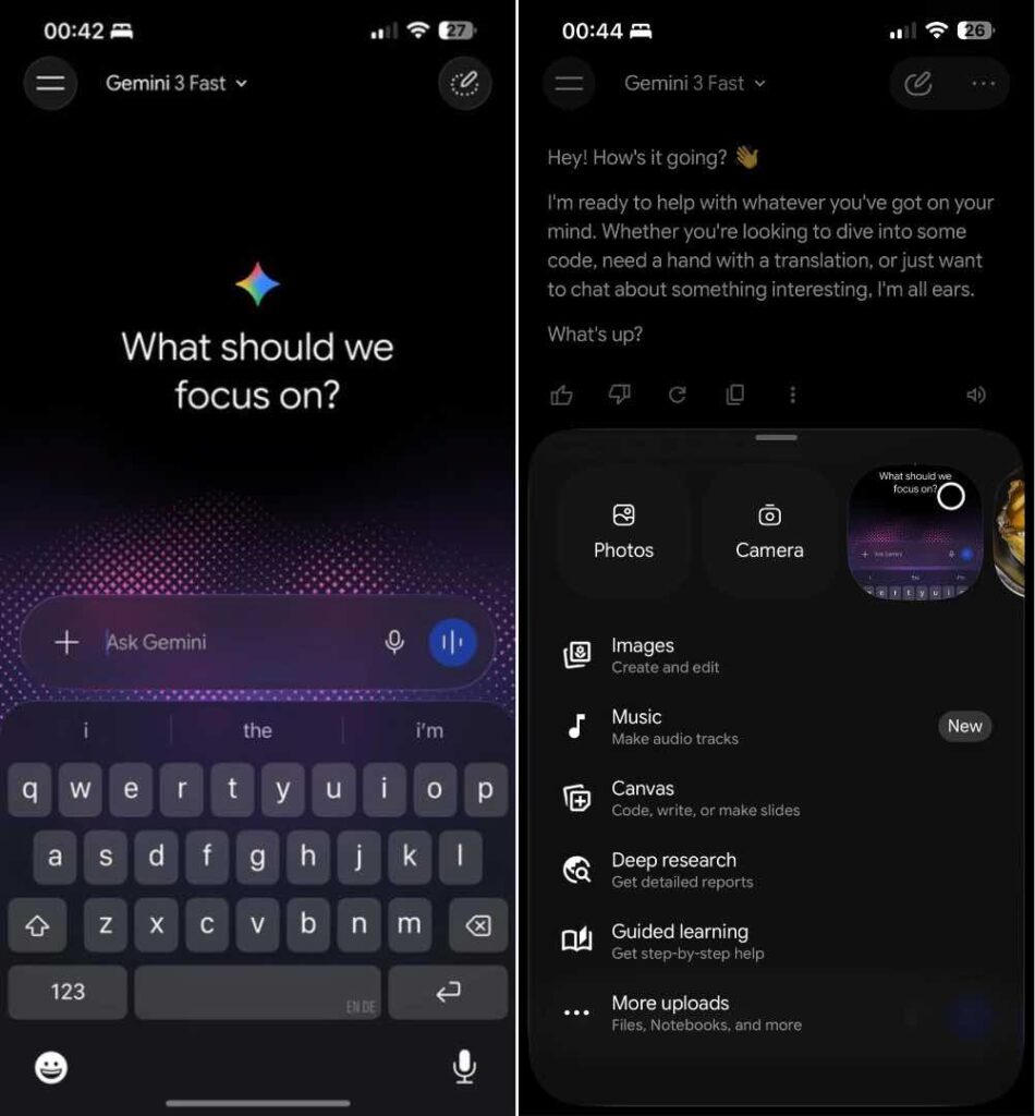 La nouvelle interface de Gemini.