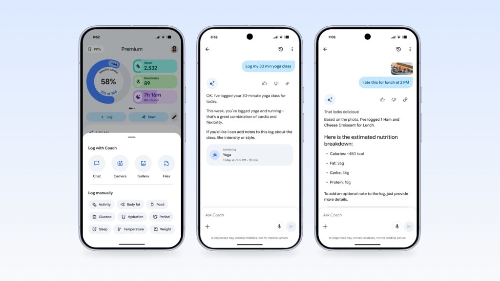 Le Google Health Coach est un chatbot avec une interface d&eacute;di&eacute;e au sport.
