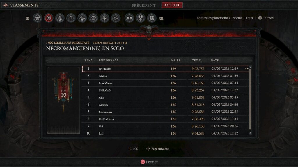 Les classements dans Diablo 4 // Source : Capture PS5