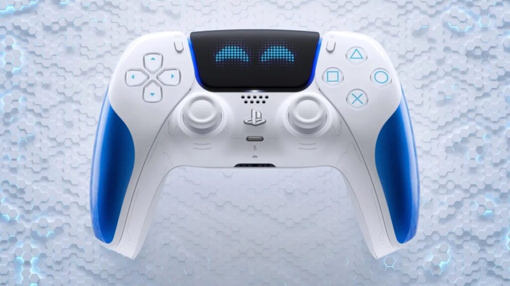 La DualSense Astro Bot en promotion est celle avec les yeurs rieurs. // Source : Sony La DualSense Astro Bot en promotion est celle avec les yeurs rieurs. // Source : Sony