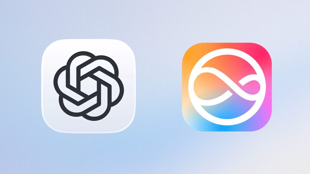 Le logo de ChatGPT et Siri. // Source : OpenAI / Apple / Montage Numerama Le logo de ChatGPT et Siri. // Source : OpenAI / Apple / Montage Numerama