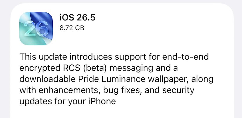 Le changelog d'iOS 26.5.