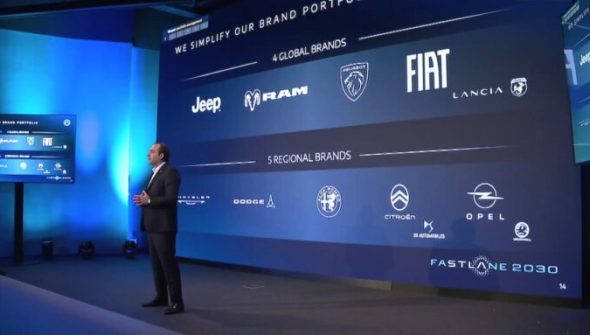 Antonio Filosa - plan stratégique FaSTLAne 2030 // Source : Capture vidéo Stellantis Antonio Filosa - plan stratégique FaSTLAne 2030 // Source : Capture vidéo Stellantis