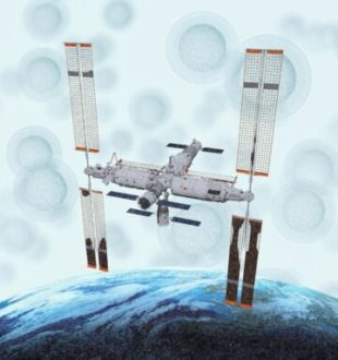 Tiangong. // Source : Wikimedia/Shujianyang ; montage Numerama avec Canva