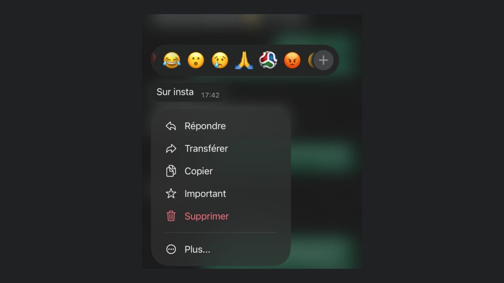 WhatsApp a intégré le ballon Trionda aux réactions. // Source : Capture d'écran Numerama WhatsApp a intégré le ballon Trionda aux réactions. // Source : Capture d'écran Numerama