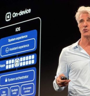 Craig Federighi et Apple Intelligence. // Source : Numerama