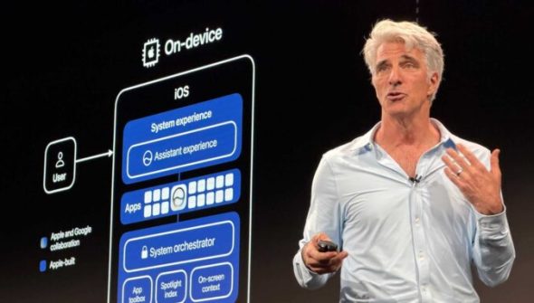 Craig Federighi et Apple Intelligence. // Source : Numerama Craig Federighi et Apple Intelligence. // Source : Numerama