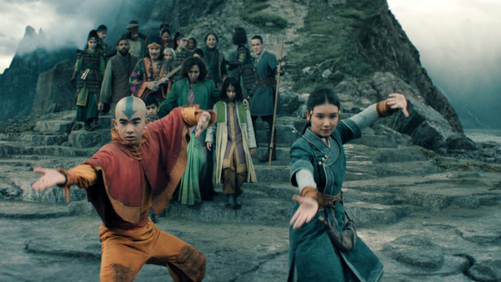 Avatar: The Last Airbender. (L to R) Gordon Cormier as Aang, Kiawentiio Tarbell as Katara in season 2 of Avatar: The Last Airbender. Cr. Courtesy of Netflix © 2026
