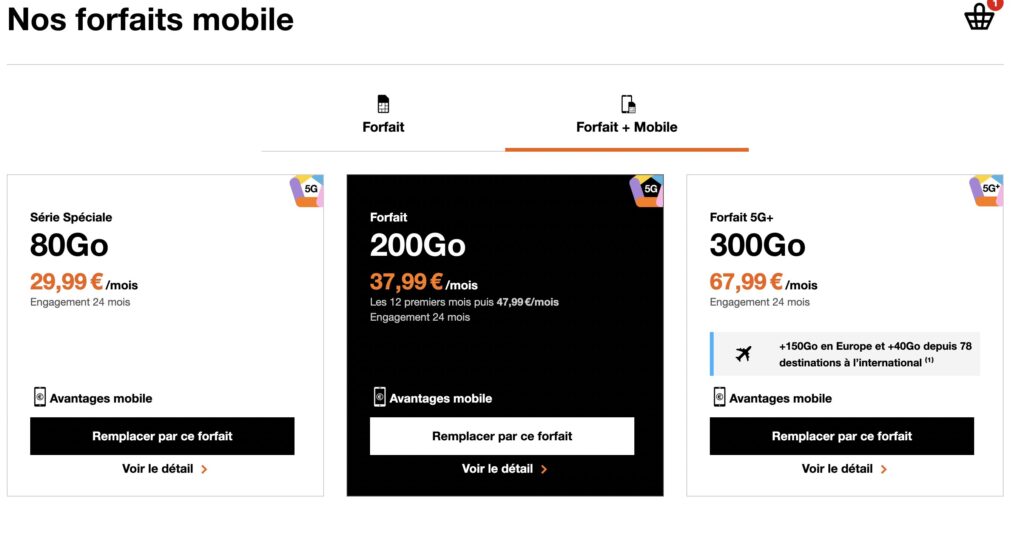 Les offres Orange Forfait + Mobile