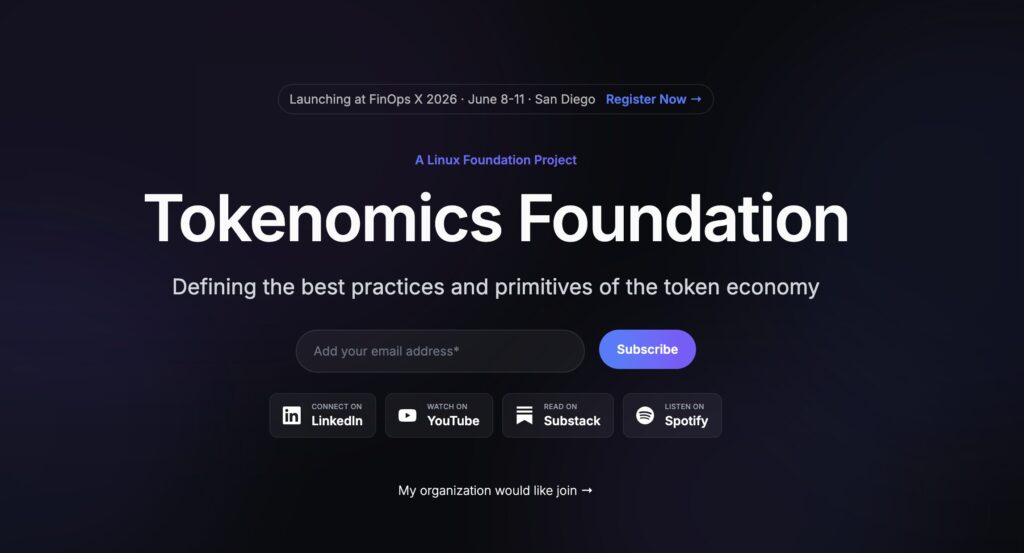 L'initiative sera officiellement lanc&eacute;e lors de la FinOps 2026 qui se tiendra &agrave; San Diego du 8 au 11 juin 2026 // Source : Tokenomics Foundation