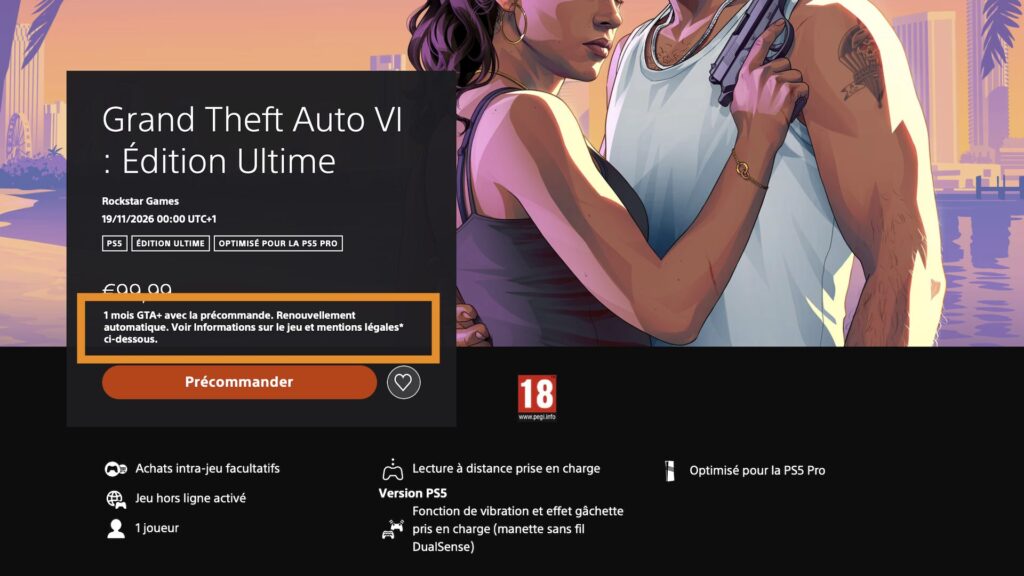 GTA+ est gratuit pendant un mois grâce à GTA 6 (après c'est 7,99 €) // Source : Capture d'écran