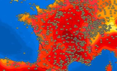 Températures le mardi 16 juin 2026 après-midi. // Source : Capture d'écran meteociel.fr Températures le mardi 16 juin 2026 après-midi. // Source : Capture d'écran meteociel.fr