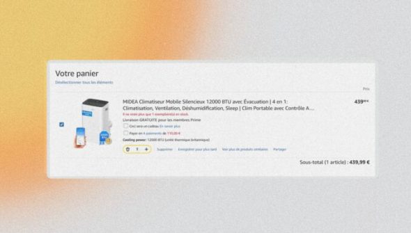 Climatiseur panier Amazon // Source : Numerama