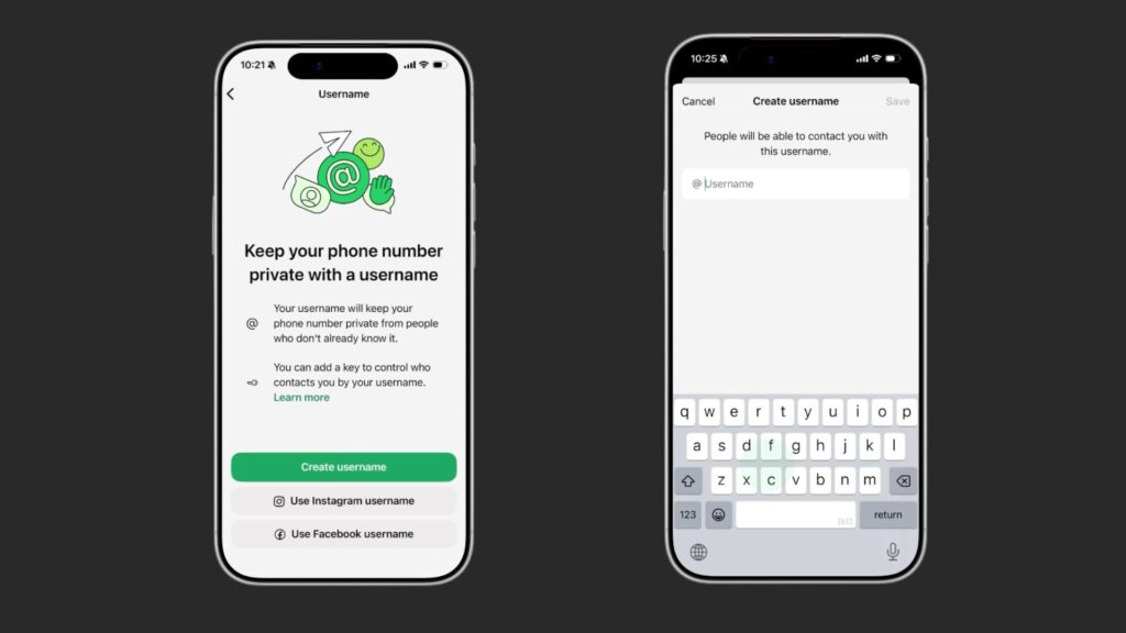 WhatsApp va vous permettre de choisir un nom d'utilisateur.  // Source : WhatsApp